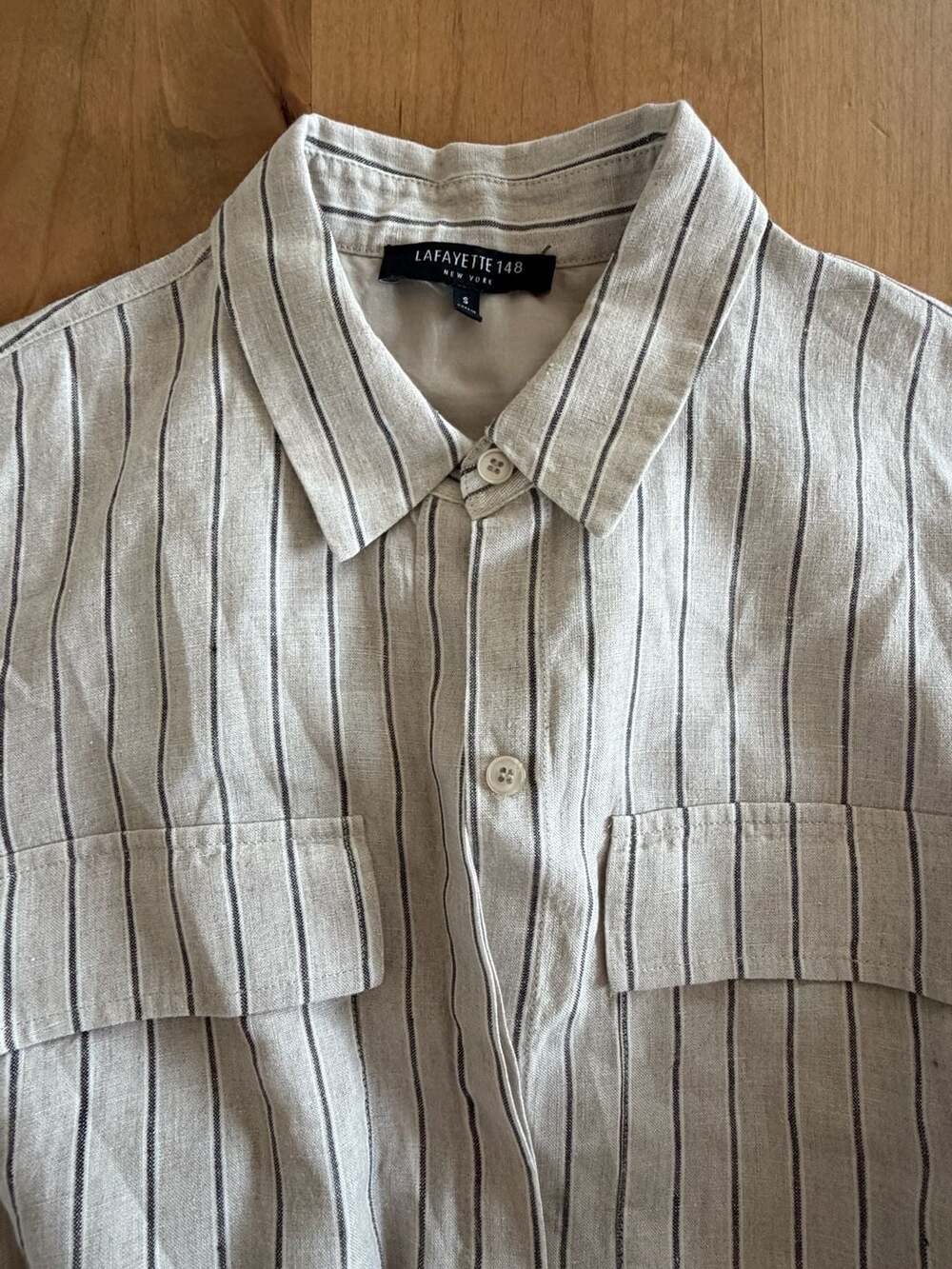 Lafayette 148 New York Striped Linen Shirt Dress Size S - Picture 14 of 15